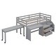 preview thumbnail 10 of 26, Twin Wooden Loft Bed with Movable Desk, Drawers, and Guardrail