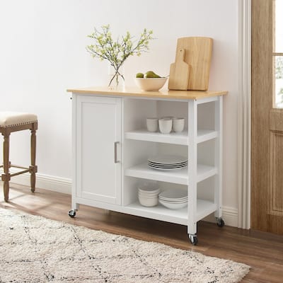 Kitchen Island Cart with Storage & Towel Bar - Portable Kitchen Furniture - Modern Design