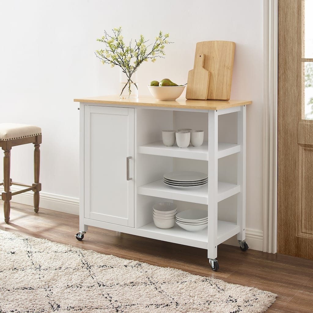 Kitchen Island Cart with Storage & Towel Bar - Portable Kitchen Furniture - Modern Design