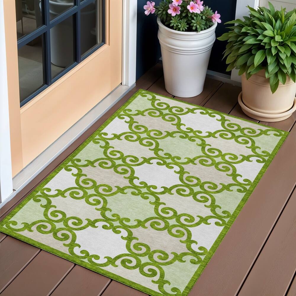 HomeRoots Trellis Transitional Rectangle Outdoor Rug