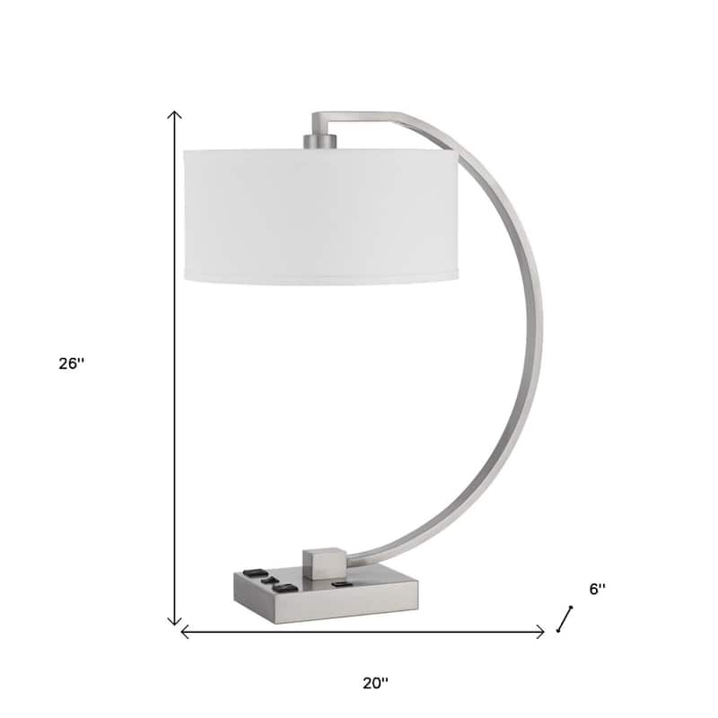 Dimmable 26 Inch Metal Desk Lamp with USB and Rectangular Shade - 6” x 20” x 26”