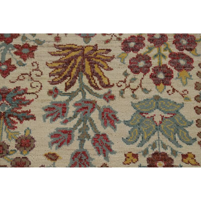 Hand Knotted Oriental 100% Wool Carpet Traditional All-Over Beige & Ivories Ziegler Area Rug - 7' 8'' X 5' 7''