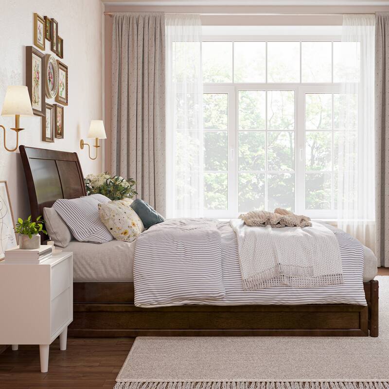 Andorra Platform Bed with Panel Footboard and Twin Trundle