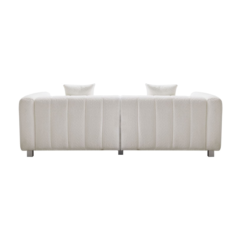 87.4" Premium Velvet Sofa 3-Seater Loveseat, Modern Bubble Upholstered Couch with Metal Base Legs and 2 Pillows