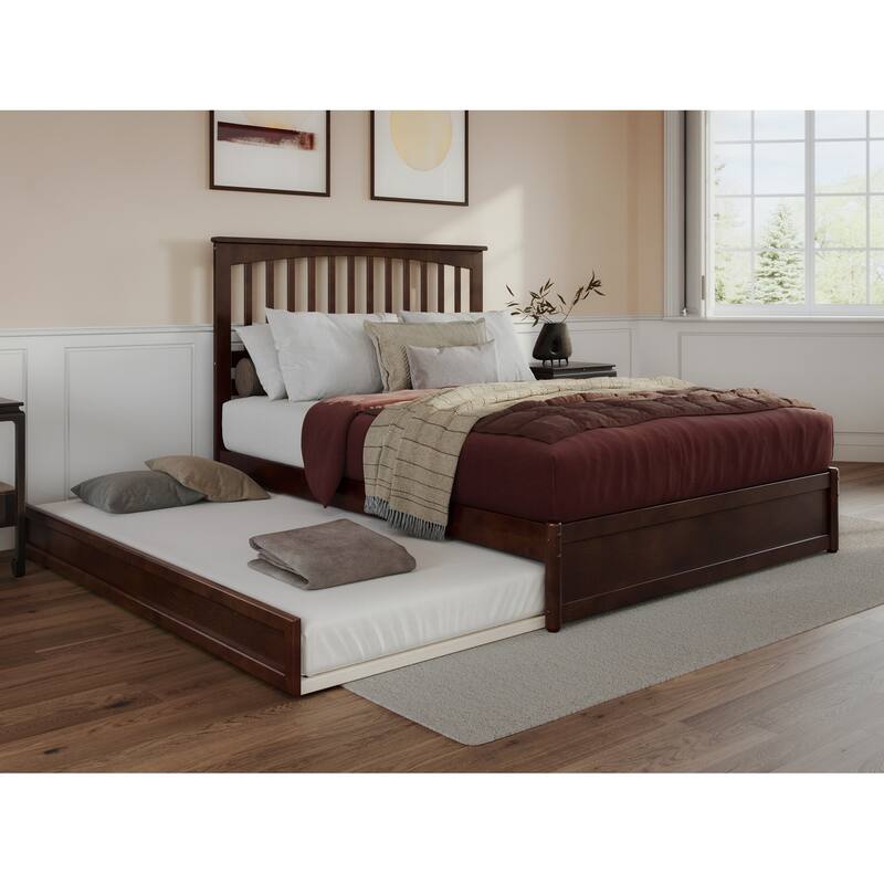 Everett Platform Bed with Panel Footboard and Twin XL Trundle