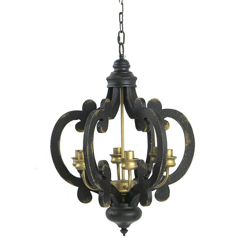 French Country Wood Chandelier