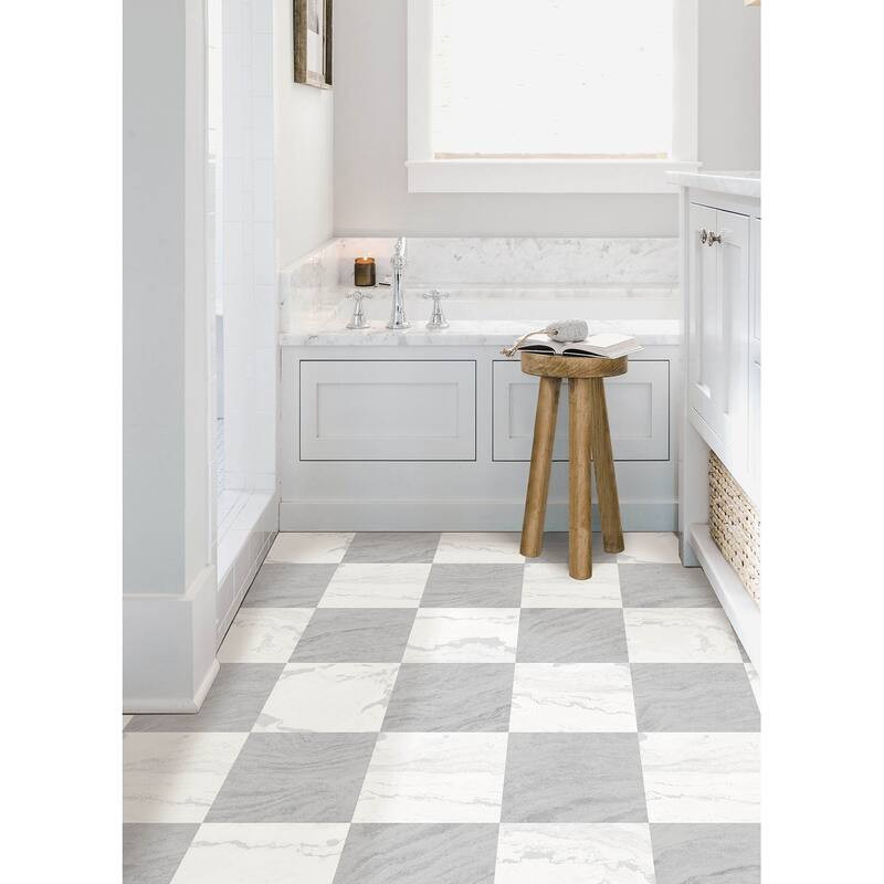 FloorPops Langley Grey Peel and Stick Floor Tiles