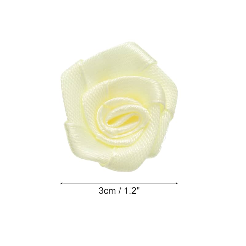 50pcs 3cm Ribbon Roses for Crafts Artificial Fabric Flowers
