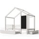 preview thumbnail 8 of 12, Multiple Storage Twin House Bed Frame w/ Blackboard and Drawers, White