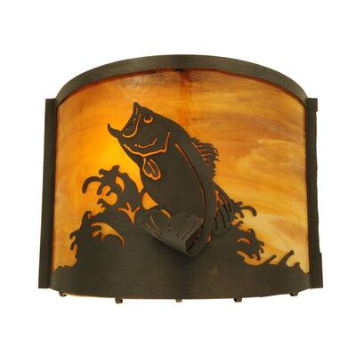 11.25"W Leaping Bass Wall Sconce