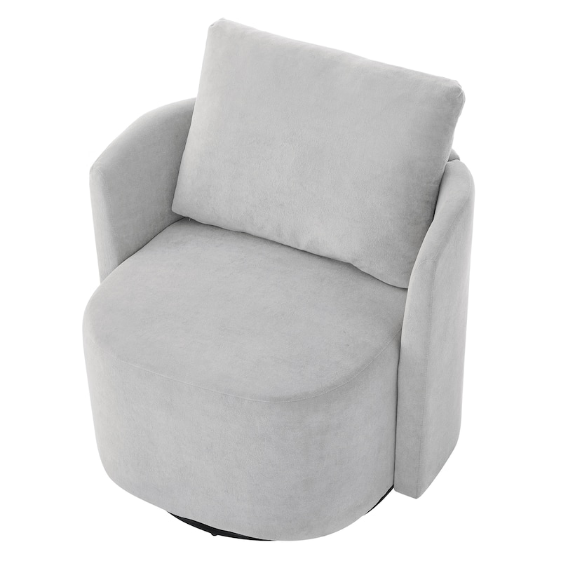 Chenille 360° Swivel Barrel Chair with Ergonomic Curved Design and 440lb Weight Capacity