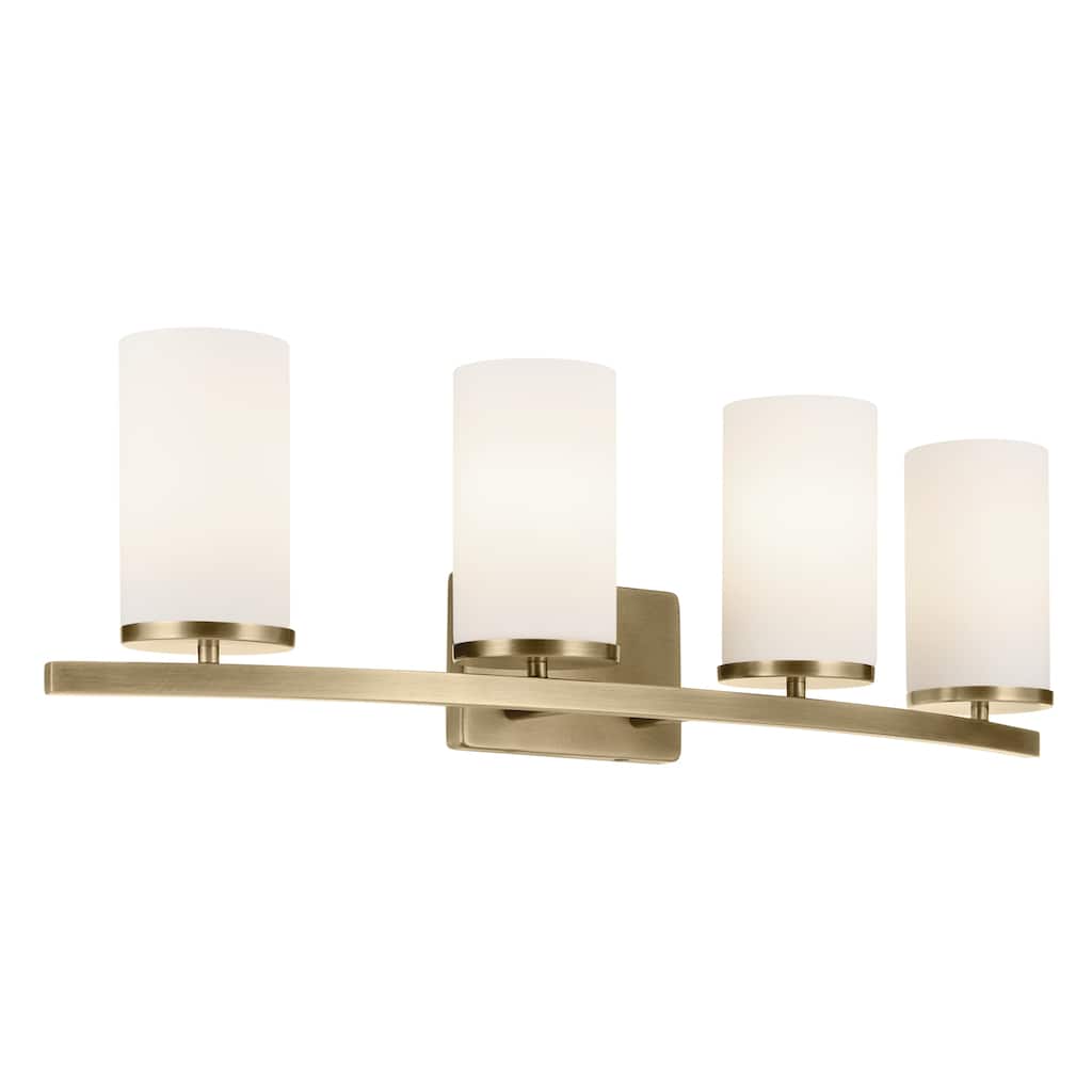 Kichler Lighting Crosby 31.25 in. 4-Light Natural Brass Vanity Light with Etched Glass