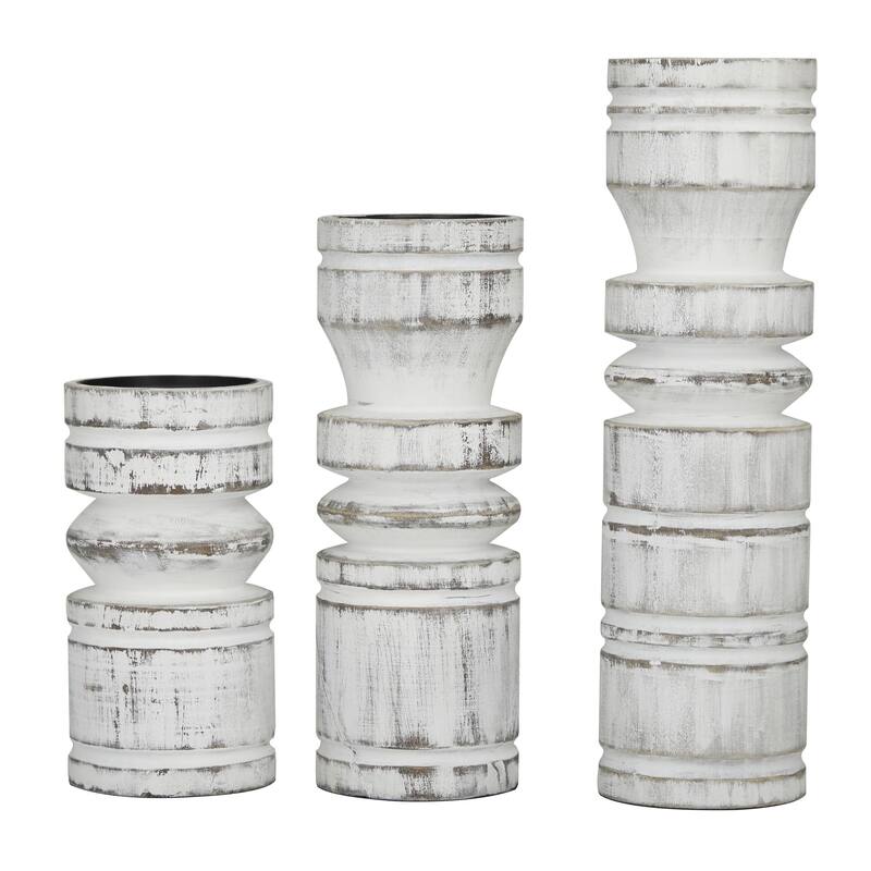 Black or White Wood Decorative Candle Holder (Set of 3)