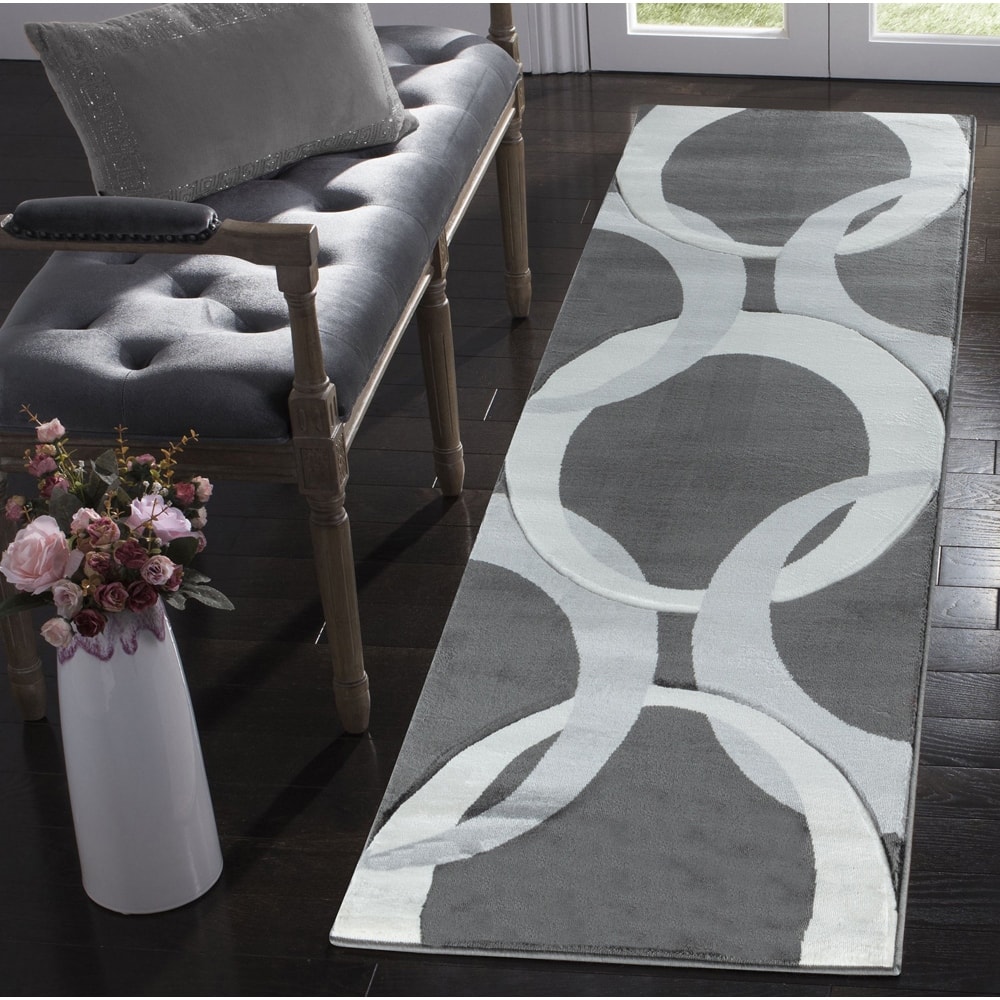 Orelsi Ivory/Grey Polyester Area Rug