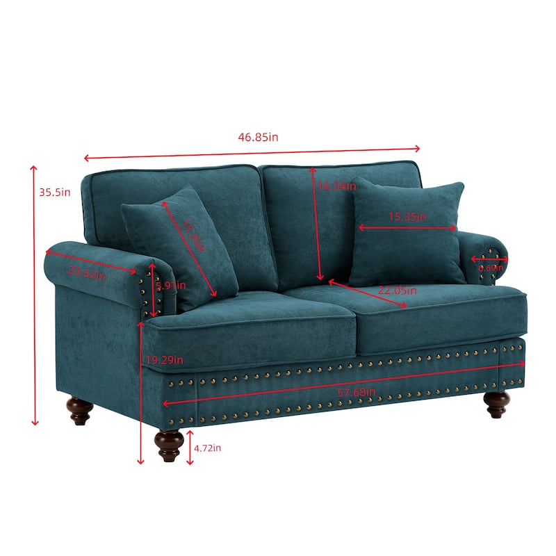 61" Chenille Sofa Couch with Brown Legs
