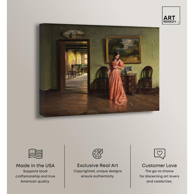 Woman and the Necklace Canvas by Art Remedy, Gallery Wrapped