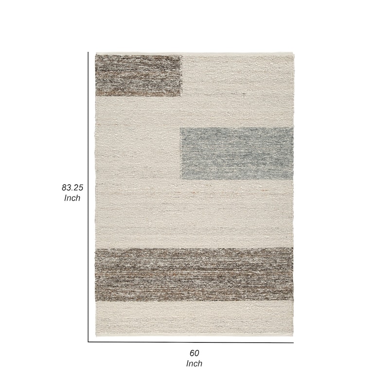 Rusy 5 x 7 Medium Area Rug, Handwoven Classic Stripes, Gray Polyester - 5 x 7