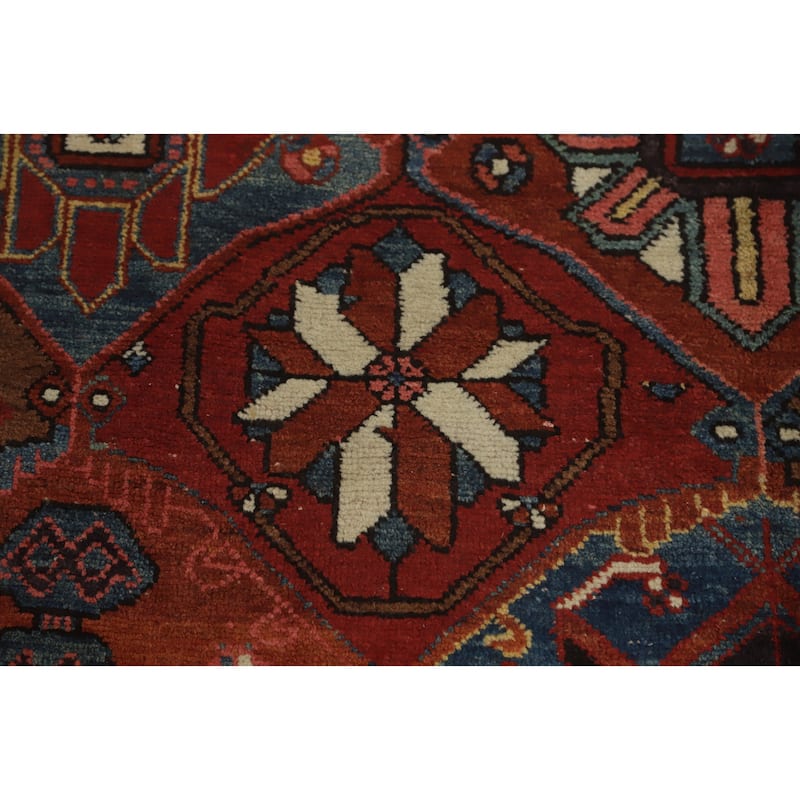 Hand Knotted Oriental 100% Wool Carpet Traditional Geometric Oranges & Rust Bakhtiari Area Rug - 9' 5'' X 7' 3''