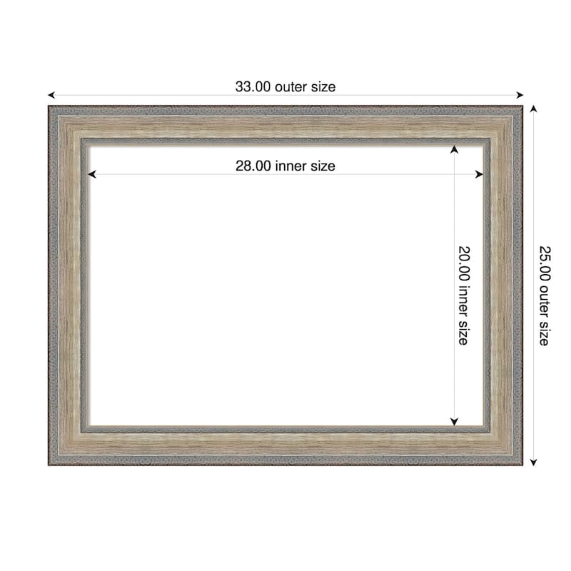 Amanti Art Fleur Champagne Silver Framed Dry Erase Magnetic Board - 33 x 25 in