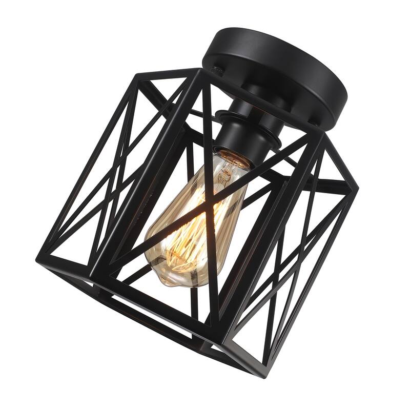 1-Light Flush Mount Light for Bedroom Hallway Kitchen Dining Room Stairway - Matte Black - Set of 2