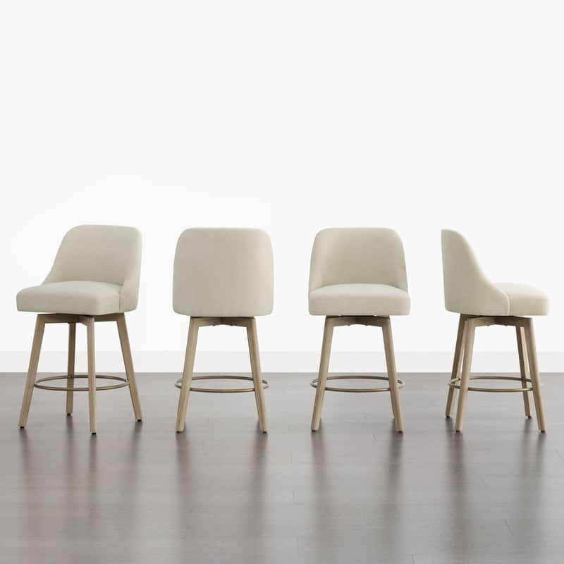Spruce & Spring Modern Upholstered 360-degree Swivel Bar Stool for Kitchen and Home Bar