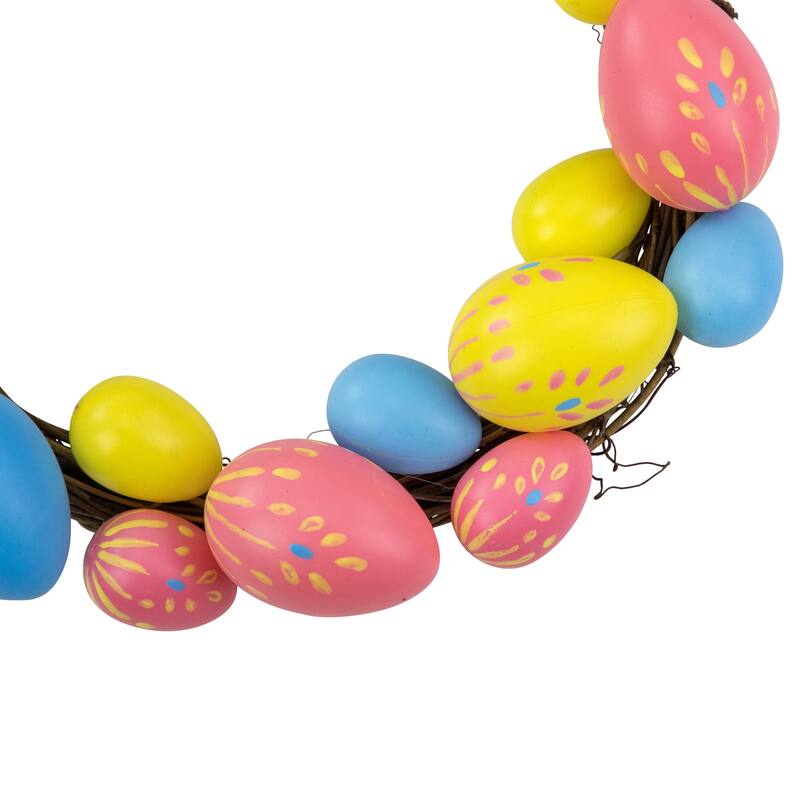 Easter Egg Spring Wreath - 10" - Blue/Yellow/Pink