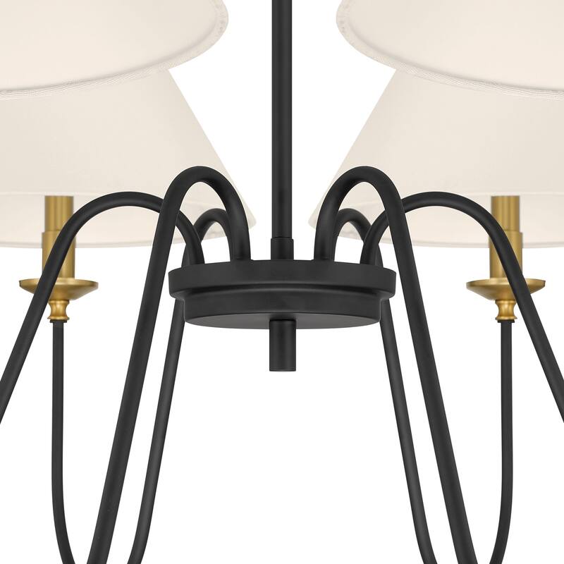 Acroma 6-light Black/Glod Chandelier with Fabric Shade