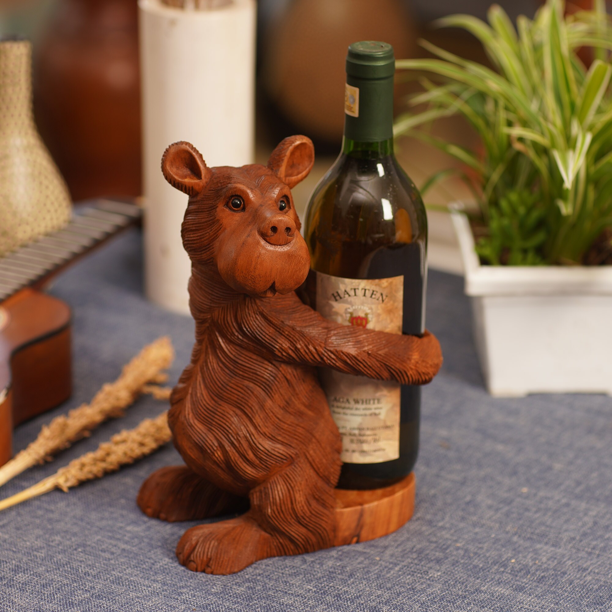 Novica Handmade Bear Hug Wood Wine Bottle Holder Bed Bath Beyond 37904490