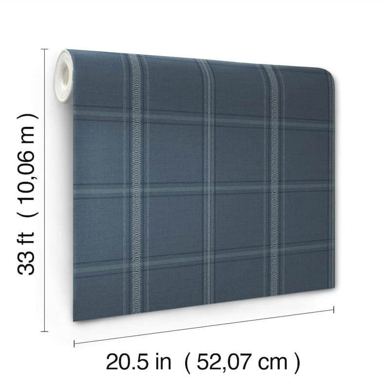 Chesapeake Auberge Dark Blue Plaid Wallpaper