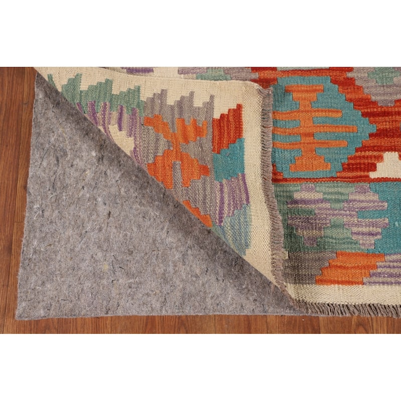 Kilim Reversible Oriental Area Rug Hand-Woven Multi-Color Wool Carpet - 5'0"x 6'4"