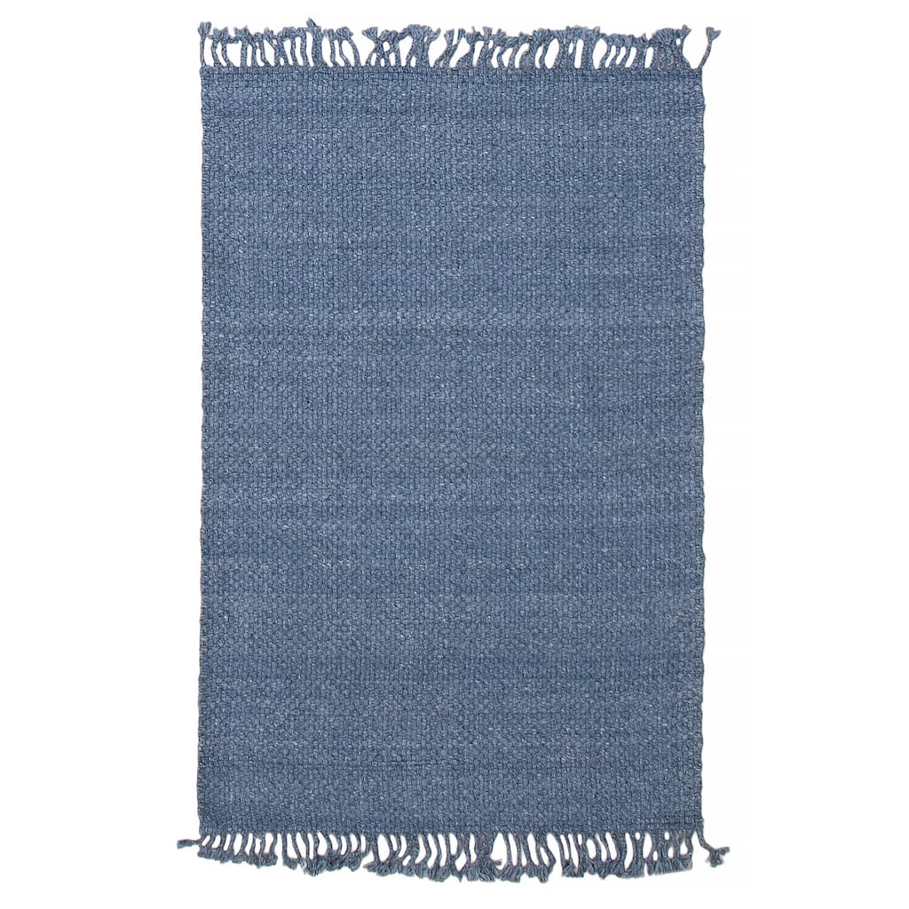 ECARPETGALLERY Braid weave Sienna Blue Wool Rug - 3'11 x 5'10