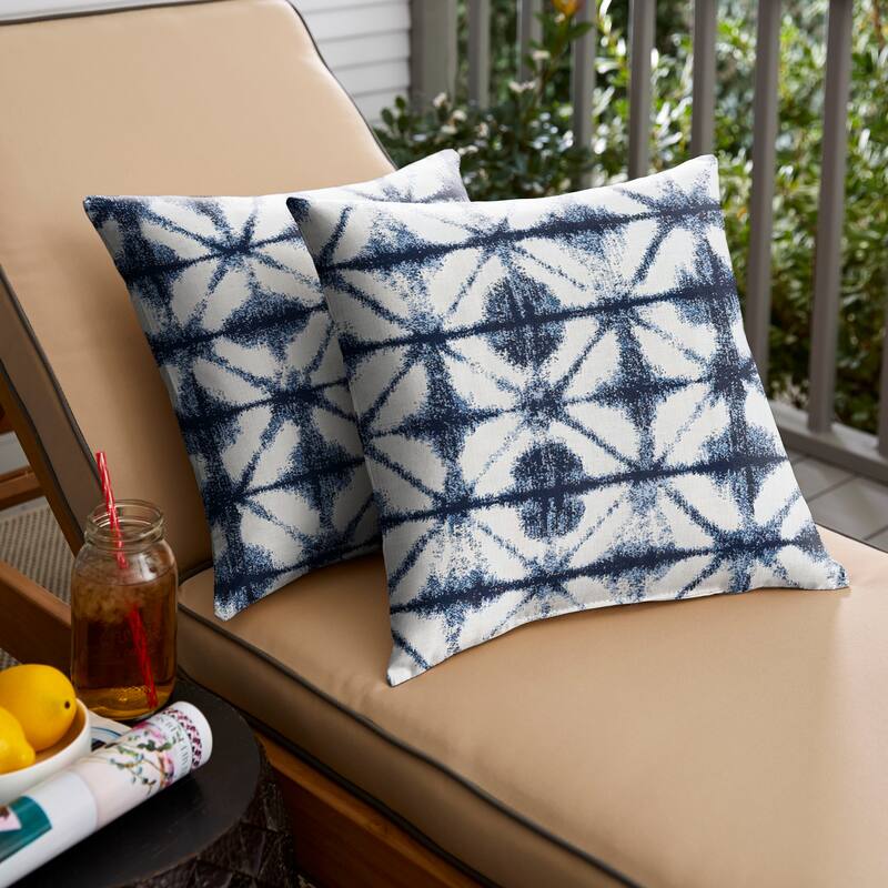 Sunbrella Indigo Geometric Indoor/ Outdoor Square Pillow, Set of 2