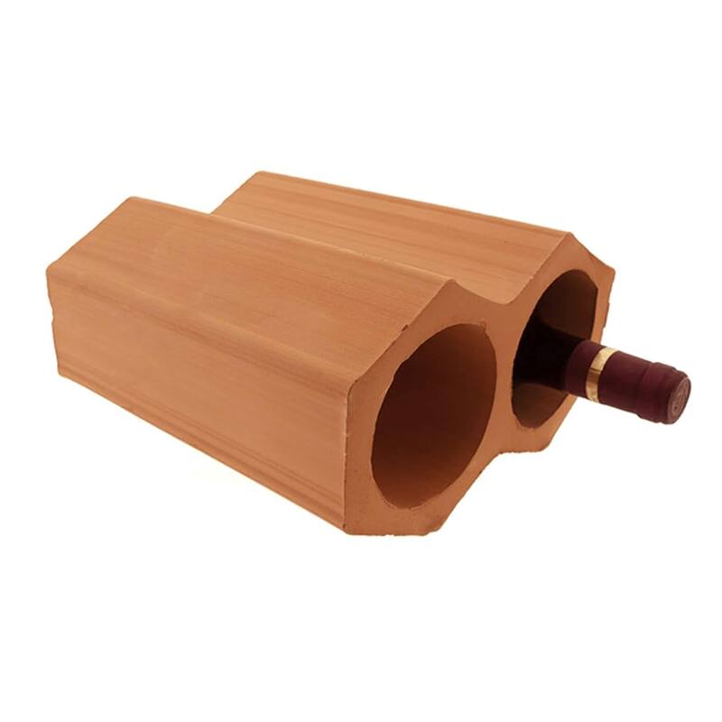 Merola Tile Botellero 4-3/4 in. x 9-1/4 in. 2-Bottle Terra Cotta Unglazed Ceramic Stackable Floor Wine Rack - Pallet (32 Tiles)