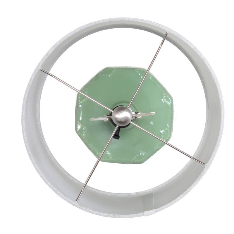 Eyelet Floral Table Lamp with White Drum Shade - 19" - Sage Green