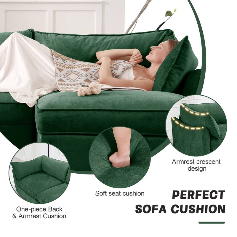 Modern Chenille Sectional Sofa Couch with Hidden Storage & 2 Ottoman