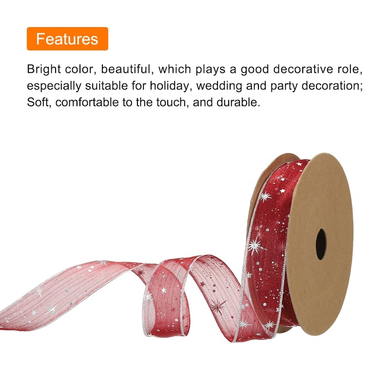 Star Organza Sheer Ribbon Sparkly Snow Yarn Ribbon