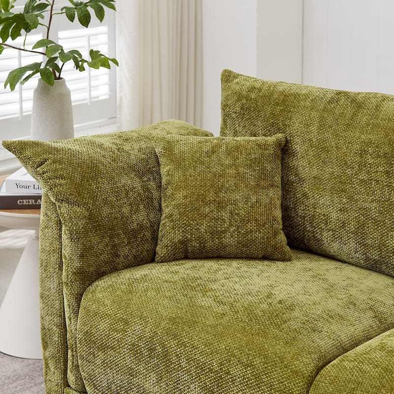 3-Seater Sofa With Unique Design And Soft Arm Pillows Contemporary Style Linen Sofa With 3 Comfortable Cushions With 2 Pillows