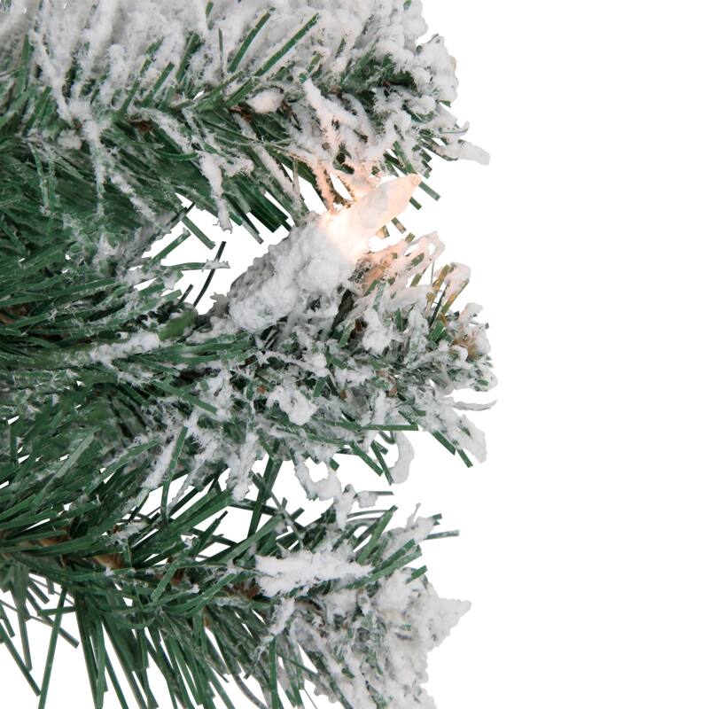 Flocked Snow White Artificial Christmas Wreath, 24-Inch, Clear Lights