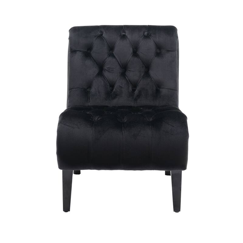 Velvet Upholstered Leisure Chair For Living Room With Wood Legs