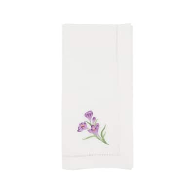 Embroidered Crocus Blossom Napkin (Set of 6) - 20"x20"