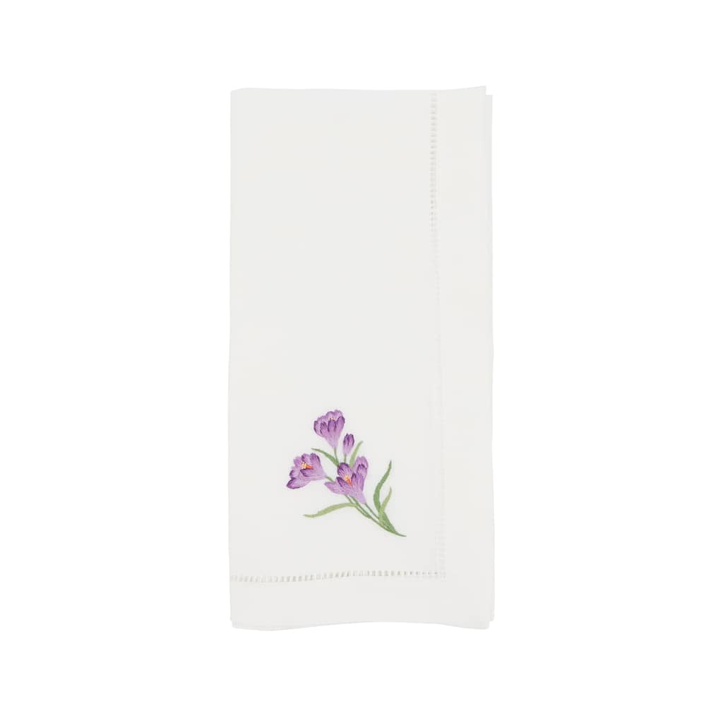 Embroidered Crocus Blossom Napkin (Set of 6) - 20"x20"