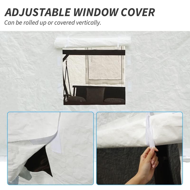 Domi 8' x 8' Universal Winter Gazebo Cover, All Season Waterproof Enclosed Cover with Sidewalls & Ventilated Mesh Windows, White