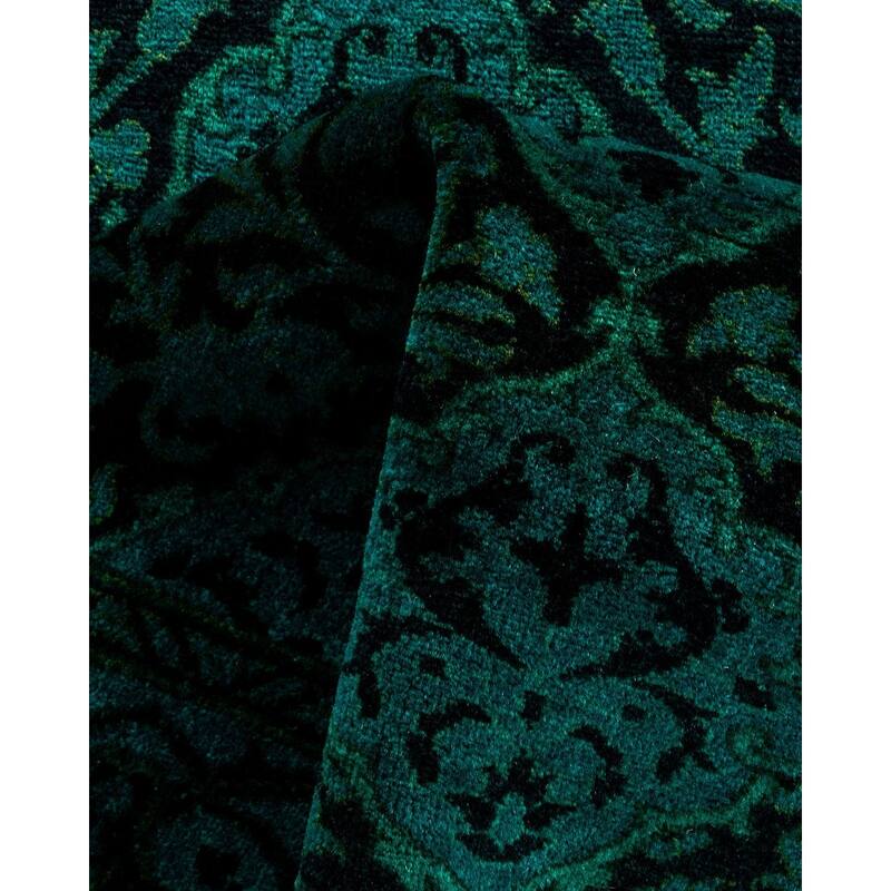 Overton Hand Knotted Wool Vintage Inspired Modern Contemporary Overdyed Blue Area Rug - 2' 9" x 10' 2"