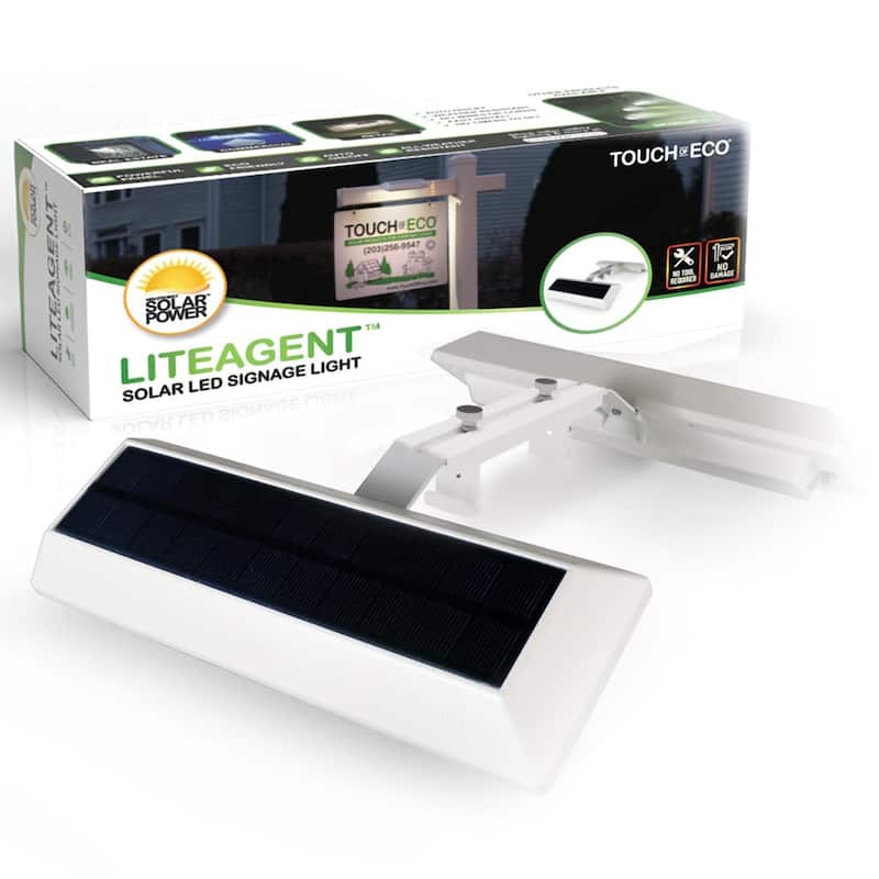 LITEAGENT PRO Solar LED Sign Light – No-Drill, Weatherproof Outdoor Signage Light for Real Estate, Business, or Yard Displays - 1  Unit