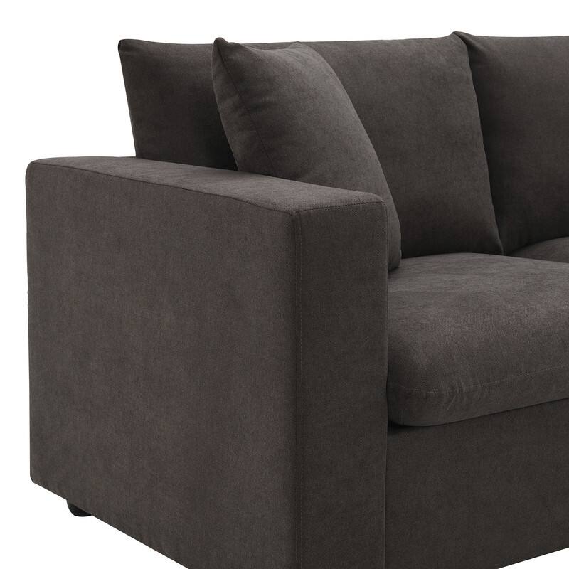 100" L-Shaped Sectional Sofa, Modern Couch Set with Convertible Ottoman and 2 Free Pillows