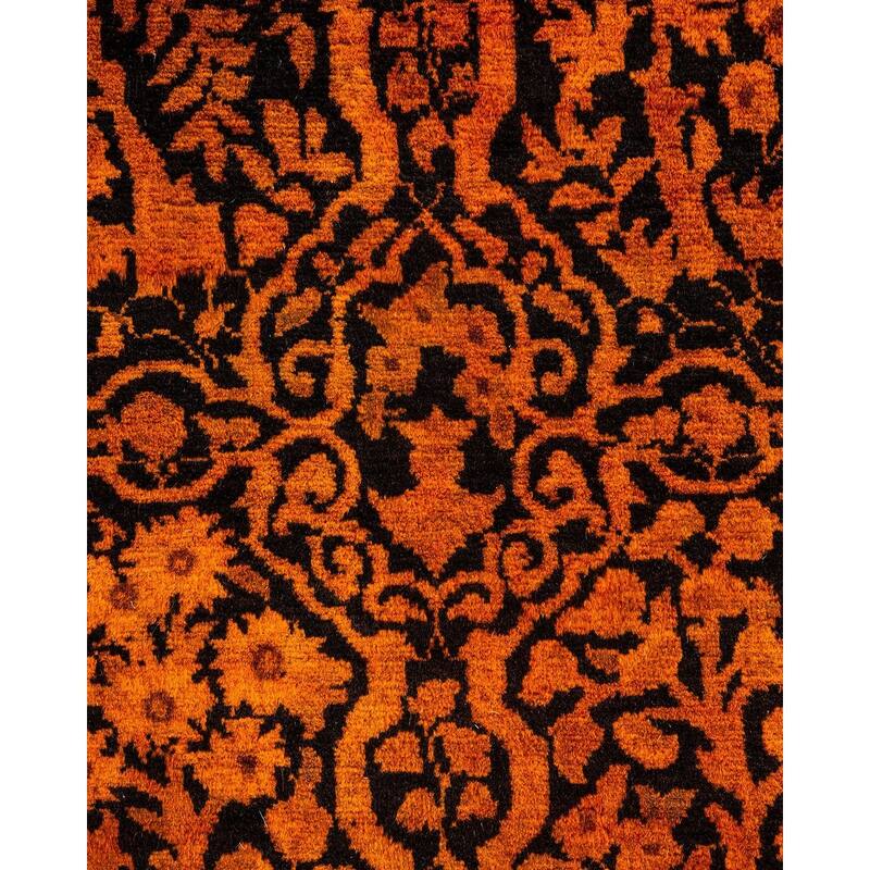Overton Hand Knotted Wool Vintage Inspired Modern Contemporary Overdyed Orange Runner Rug - 2' 4" x 9' 7"