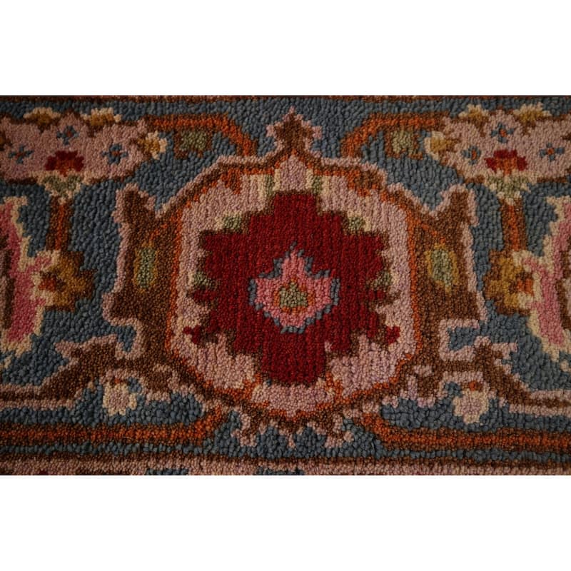 All-Over Red Oushak Indian Area Rug Handmade Wool Carpet - 8'10"x 11'8"