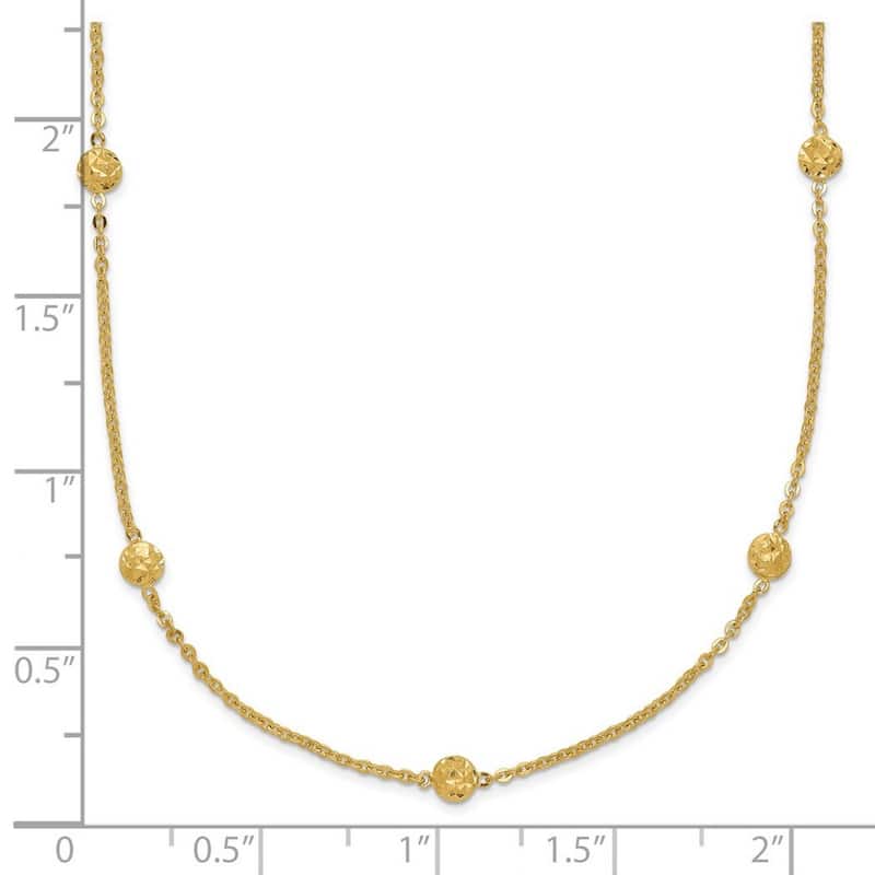 Curata 3mm 14k Polished Diamond Cut Tiny Puffed Circles 15 station Necklace, 18"