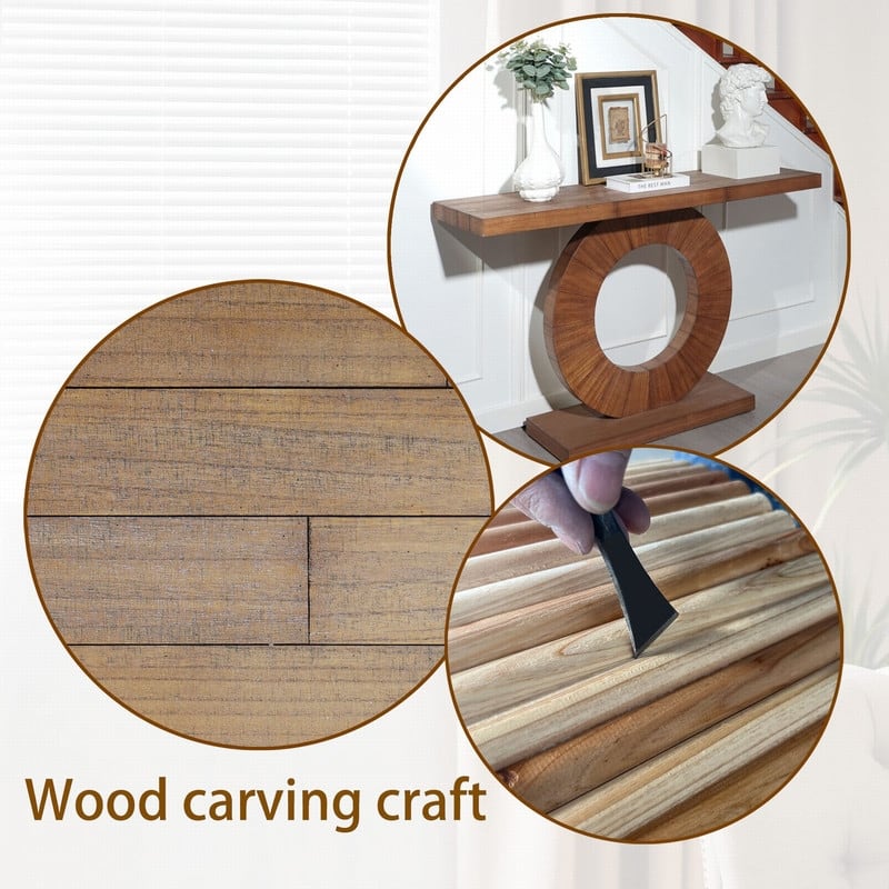 Modern 53.2" Wooden Console Table with Circular Base for Elegant Entryway Decorative Accent