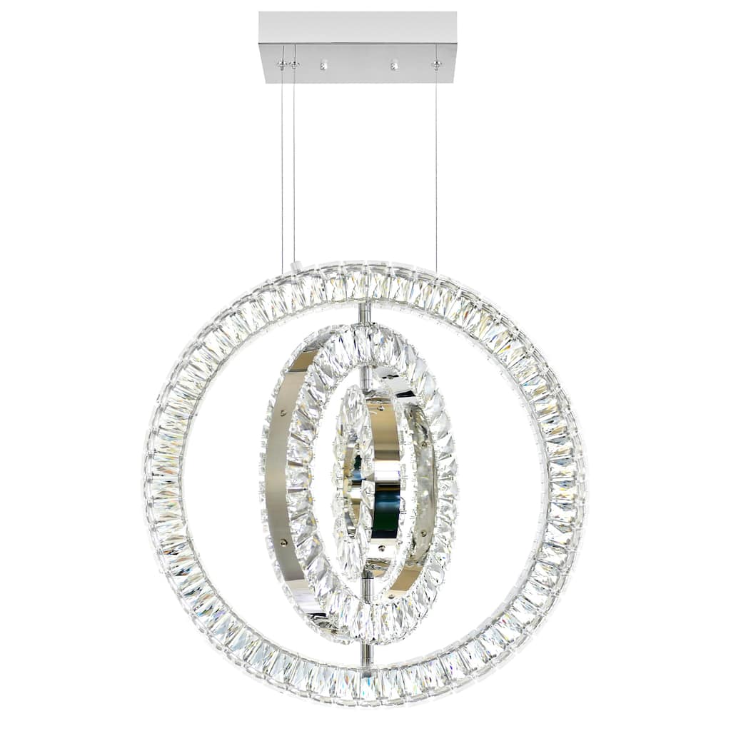 Celina Integrated LED 20in 3 Ring Chrome Chandelier